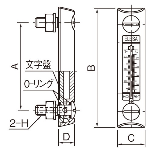 127mm レベルインジケーター(温度計付)【EA949CX-94A】