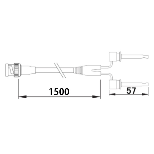 1500mm 同軸テストリード(BNCコネクタ/ICクリップ分岐)【EA940DT-263】