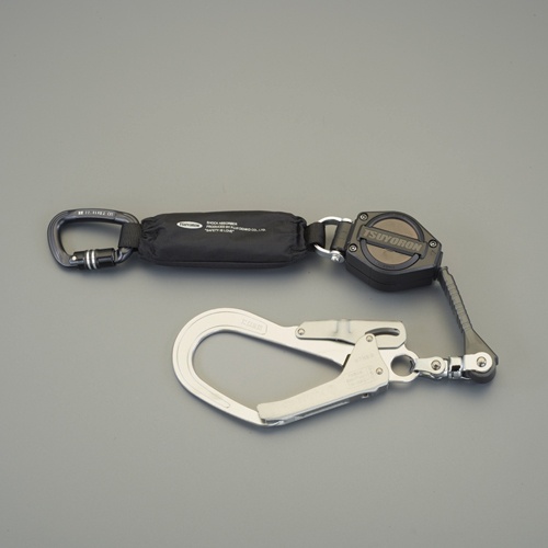 1650mm シングルランヤード(ハーネス・胴ベルト兼用/巻取)【EA998FH-1】