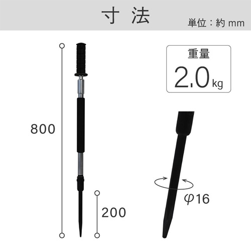 16x800mm タガネ(スライド式/ヤリ型)【EA650CC-2】
