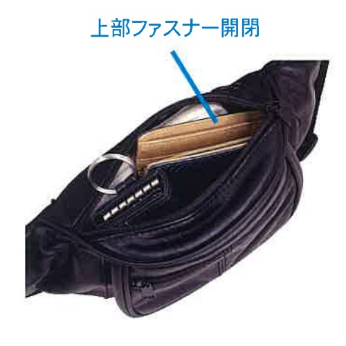 195x80x140mm ウエストポーチ(ブラック)【EA927AG-77B】