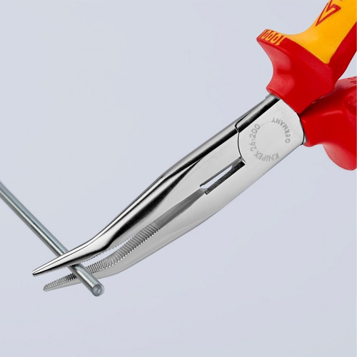 200mm 絶縁ラジオペンチ(グリップ/先曲/落下防止)【EA537KE-201】