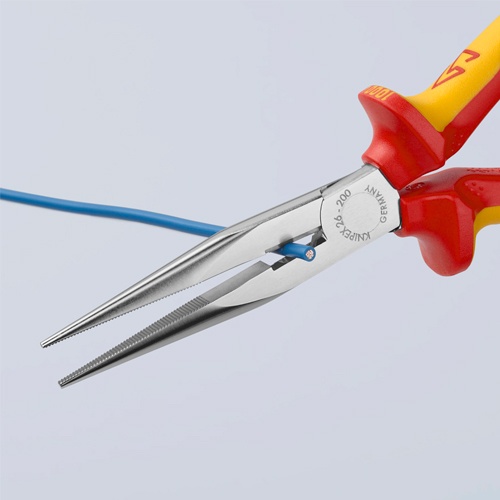 200mm 絶縁ラジオペンチ(グリップ/直/落下防止)【EA537KC-201】