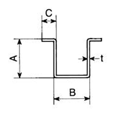 20x22mm/3.64m(2号) ガイドレール(スチール製)【EA970A-32】