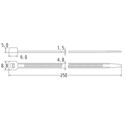 252x4.8mm 結束バンド(生分解性/100本)【EA475FX-225】