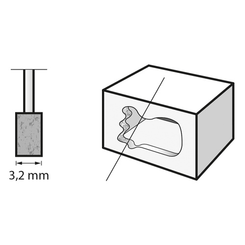 3.2x 3.0mm/3.2mm軸 軸付砥石【EA818E-75A】