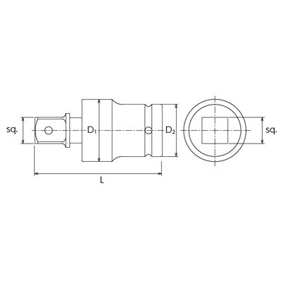 3/4インチDRx93mm インパクトユニバーサルジョイント【EA164KM-1A】