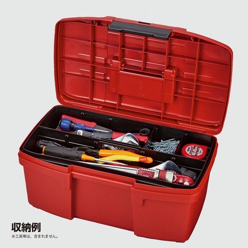 475x280x220mm 工具箱(中皿付/赤/ワンバックル)【EA505K-475B】
