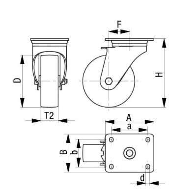 50mm キャスター(自在金具/ブレーキ付)【EA986HT-17】