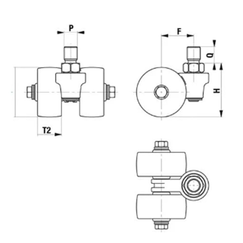 50mm/M16 キャスター(自在・ツインホール・ナイロン)【EA986HN-5A】