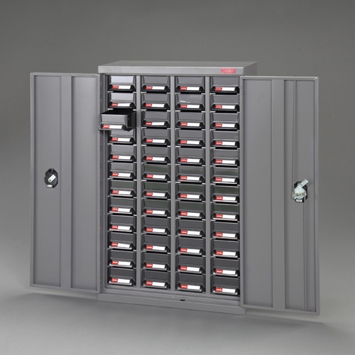 587x270x970mm/4列 12段パーツキャビネット(ドア付)【EA957F-15】