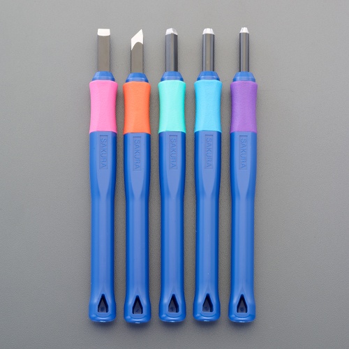 5本組 彫刻刀(ラバーグリップ)【EA588G-1A】