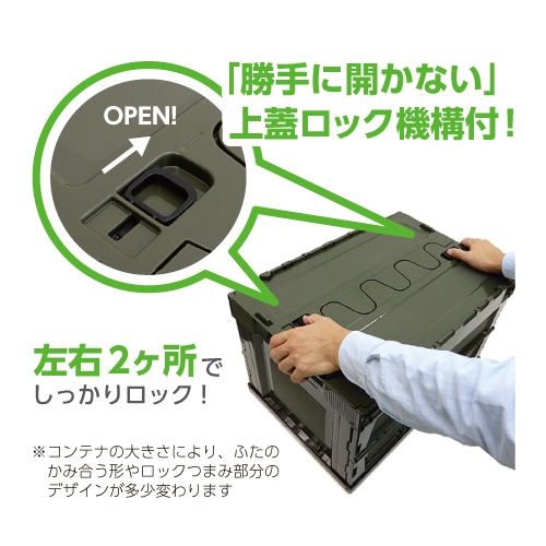 649x439x327mm/76.2L 折畳コンテナ(OD蓋扉付5個)【EA506AA-23E】