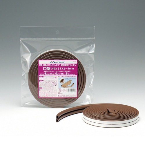 6x 9mmx 6m 戸あたりクッションテープ(D型/茶)【EA944KD-328】