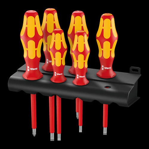 6本組 [＋－] 絶縁ドライバー(ホルダー付)【EA560WG-605】