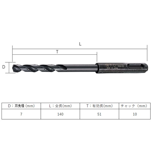 7.0x140mm 鉄工用ドリル(SDS/Co-HSS)【EA824CT-7.0】