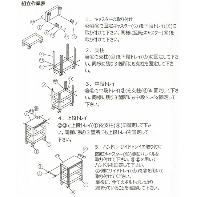 720x410x853mm/ 3段 ツールワゴン【EA956AD】