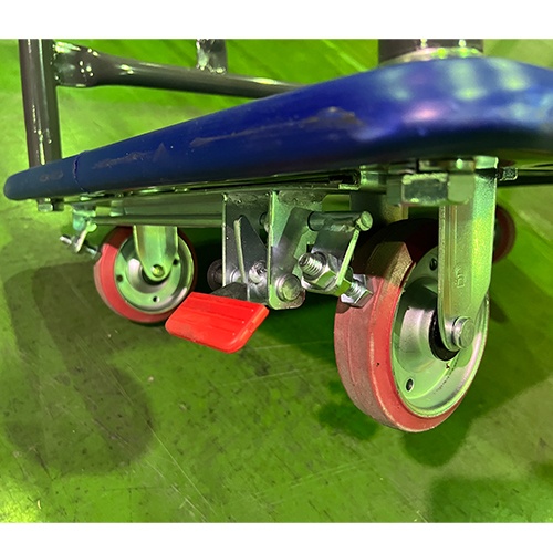 740x480x770mm/150kg 運搬車(手摺付/赤タイヤ)【EA520LT-1A】