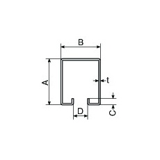 75x56mm/3.64m(4号) トラックレール(スチール)【EA970A-124】