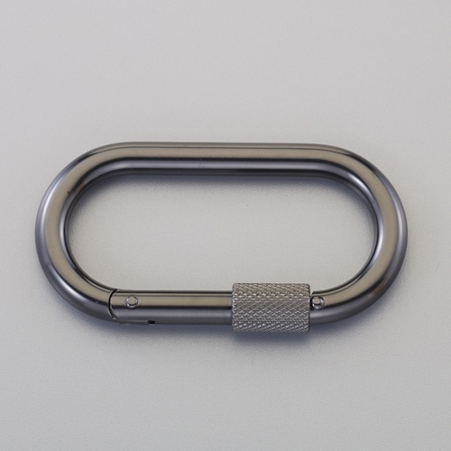 89x36x10mm カラビナ(スチール製/安全環付/黒)【EA638JW-16】