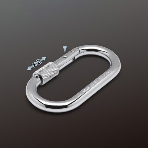 89x36x10mm 安全環付カラビナ(スチール/Wストッパー)【EA638JW-31】