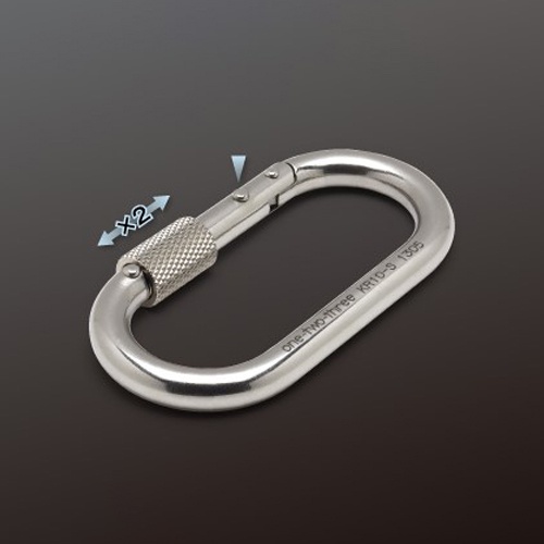 89x36x10mm 安全環付カラビナ(ステンレス/Wストッパー)【EA638JS-21】