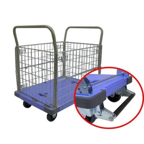 914x600mm/300kg 運搬車(メッシュカゴ付/樹脂製)【EA520B-56】