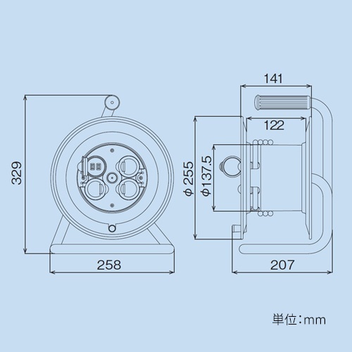 AC125V/15A/20m コードリール(防雨型)【EA815BE-41】