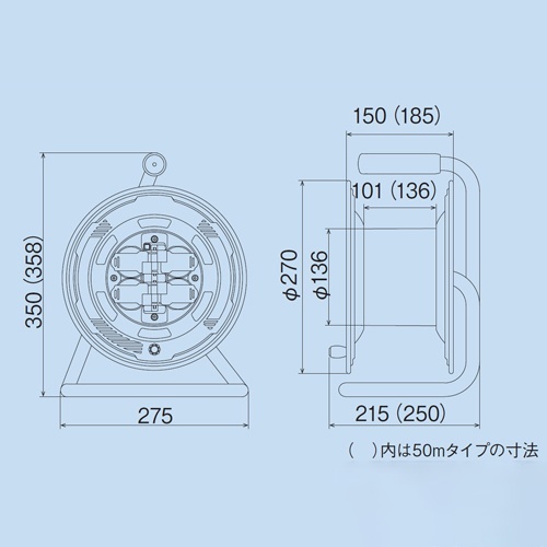 AC125V/15A/30m コードリール(防雨.漏電遮断器付)【EA815BT-30】