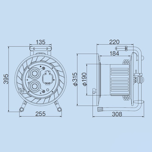 AC200Vx30m コードリール(極太・漏電遮断器付)【EA815DH-8】