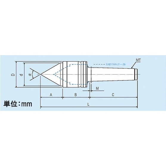 MT4/ 52.5mm 回転センター(強力タイプ)【EA817AN-34】