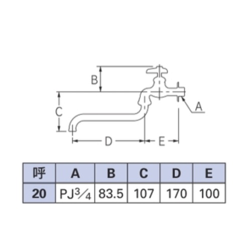 PJ 3/4インチ 自在水栓【EA468BE-6A】
