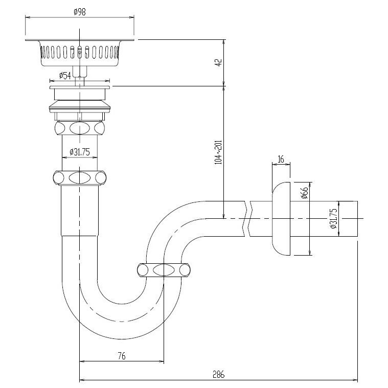 P型排水トラップ【EA468CJ-237】