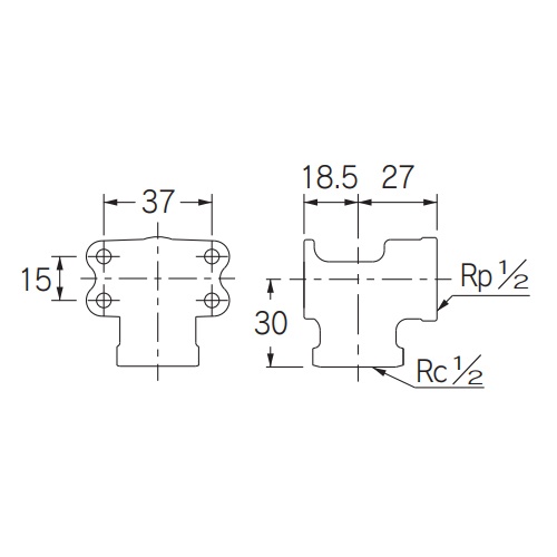 Rp1/2インチxRc1/2インチ 座付水栓エルボ【EA432MS-123A】