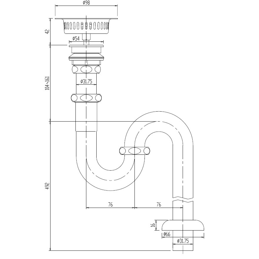 S型排水トラップ【EA468CJ-238】