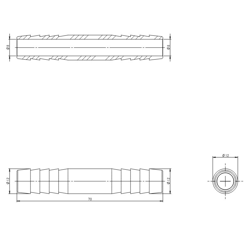 φ 12mm ホースジョイント(ステンレス製)【EA141F-112】