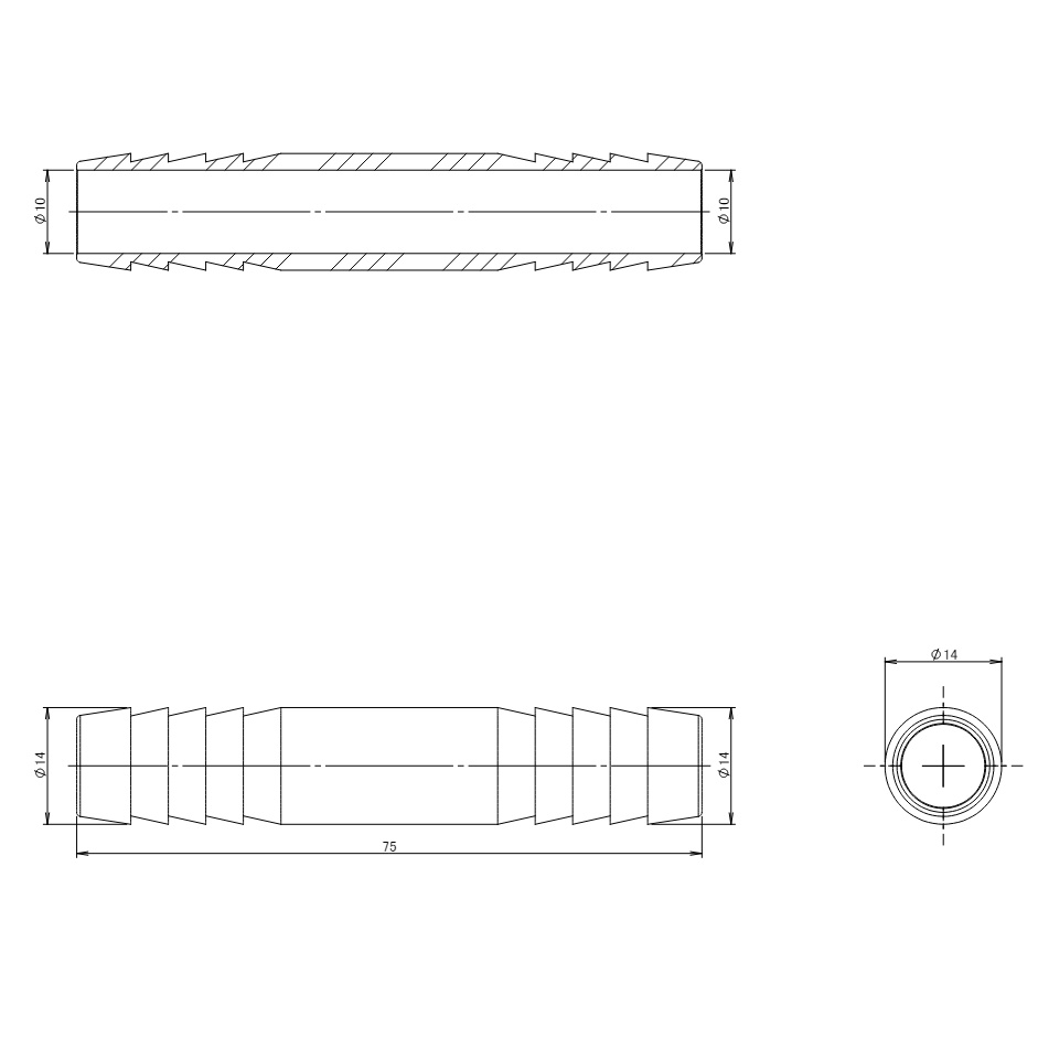 φ 14mm ホースジョイント(ステンレス製)【EA141F-114】