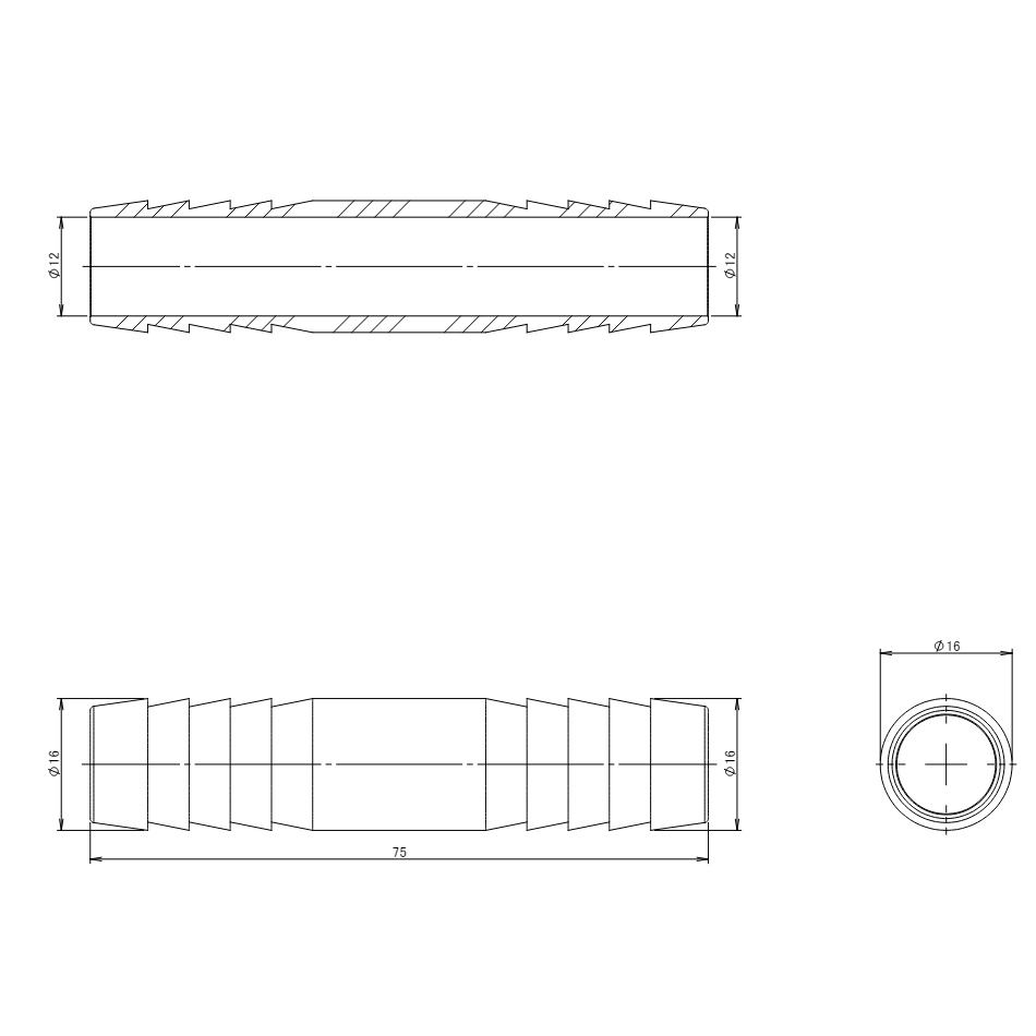 φ 16mm ホースジョイント(ステンレス製)【EA141F-116】