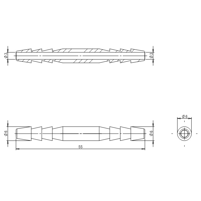 φ 6mm ホースジョイント(ステンレス製)【EA141F-106】