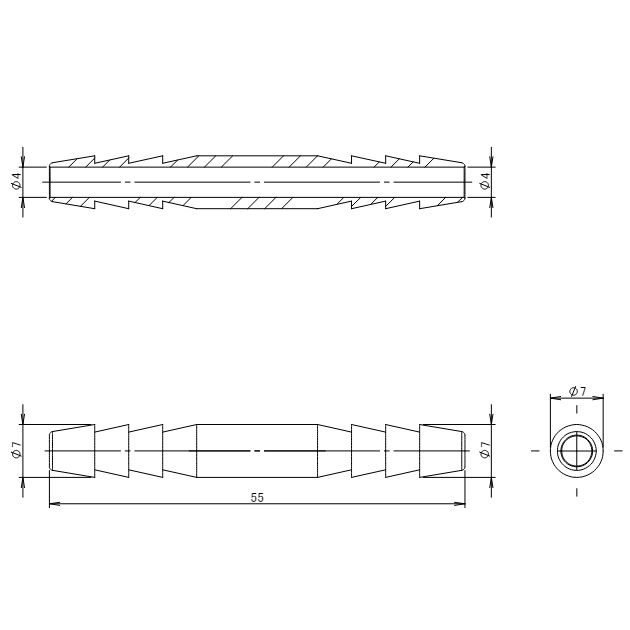 φ 7mm ホースジョイント(ステンレス製)【EA141F-107】