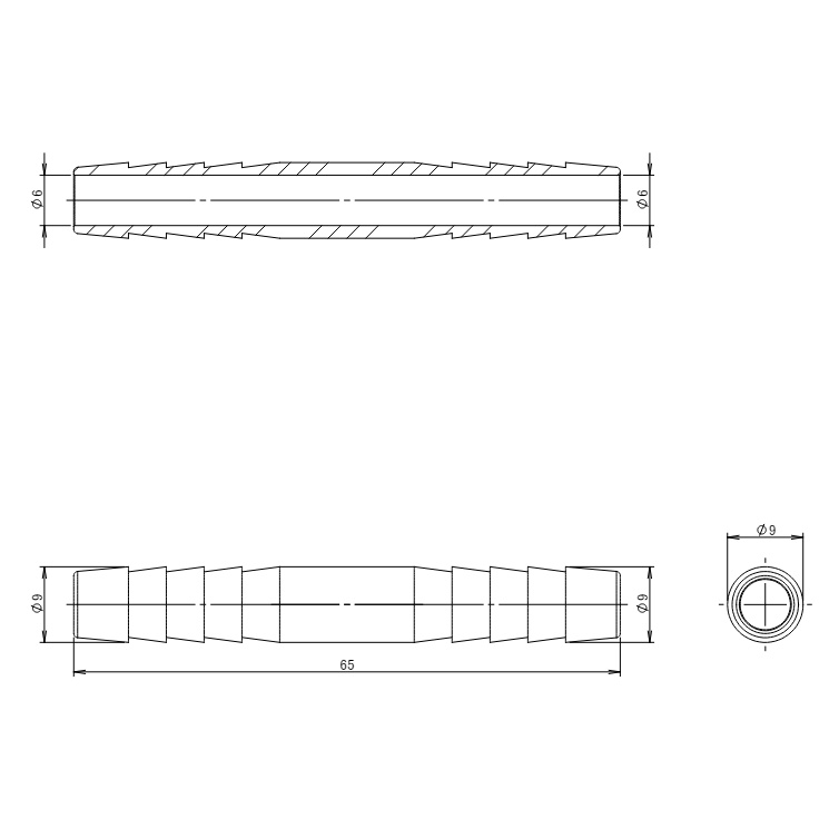 φ 9mm ホースジョイント(ステンレス製)【EA141F-109】