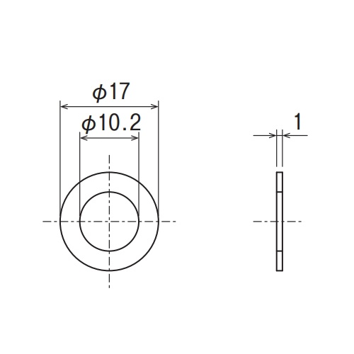 φ10.2x17mm/1mm厚 平ワッシャー(白/10枚)【EA527CA-101】