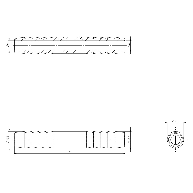 φ10.5mm ホースジョイント(ステンレス製)【EA141F-110】