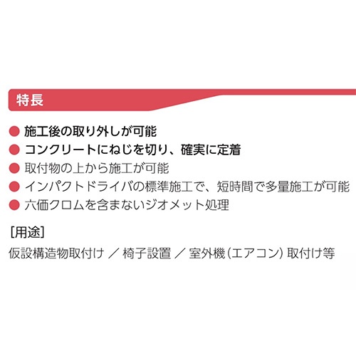 φ10x75mm ねじ固定式あと施工アンカー(鉄/4本)【EA945BY-1】