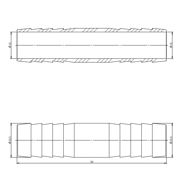 φ20.5mm ホースジョイント(ステンレス製)【EA141F-120】