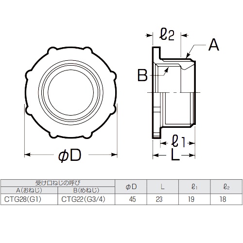 φ28xφ22mm [フレキ管用]異径アダプター【EA947HN-75】