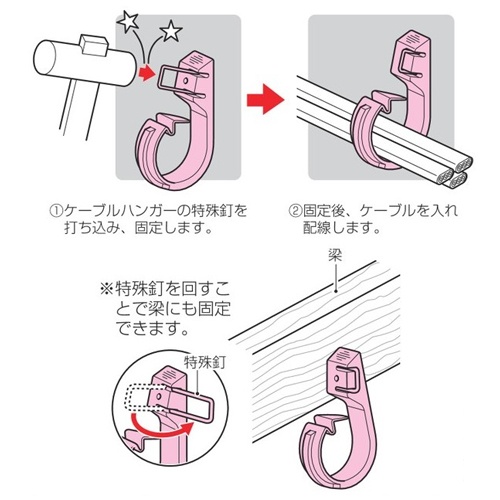 φ35mm[ALC/木材用]ケーブルハンガー(グレー/5個)【EA947FD-121】