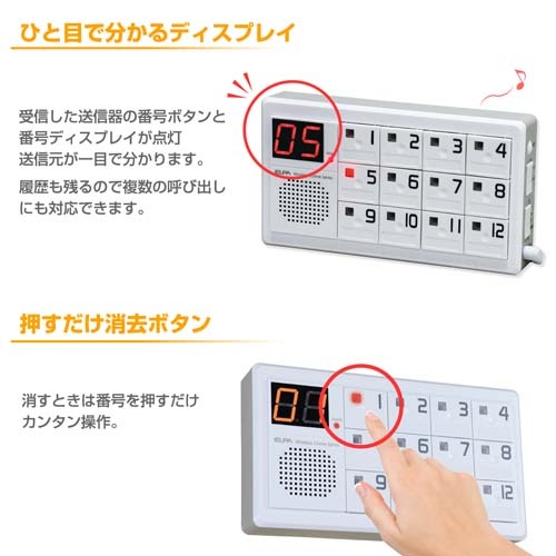 ワイヤレスチャイム(設置型)受信器【EA864BB-91】