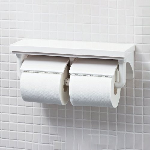 ワンハンド/トイレットペーパーホルダー(棚付/2連)【EA638LD-32】