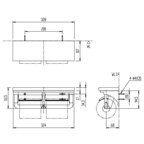 ワンハンド/トイレットペーパーホルダー(棚付/2連)【EA638LD-32】